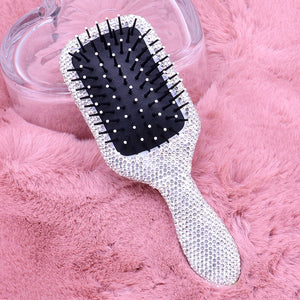 Clear Rhinestone Studded Bling Wet Hair Brush