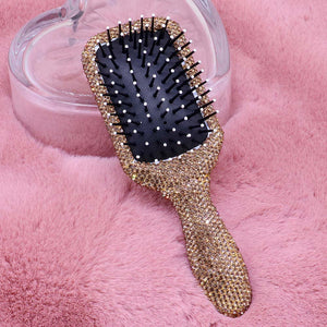 Gold Rhinestone Studded Bling Wet Hair Brush