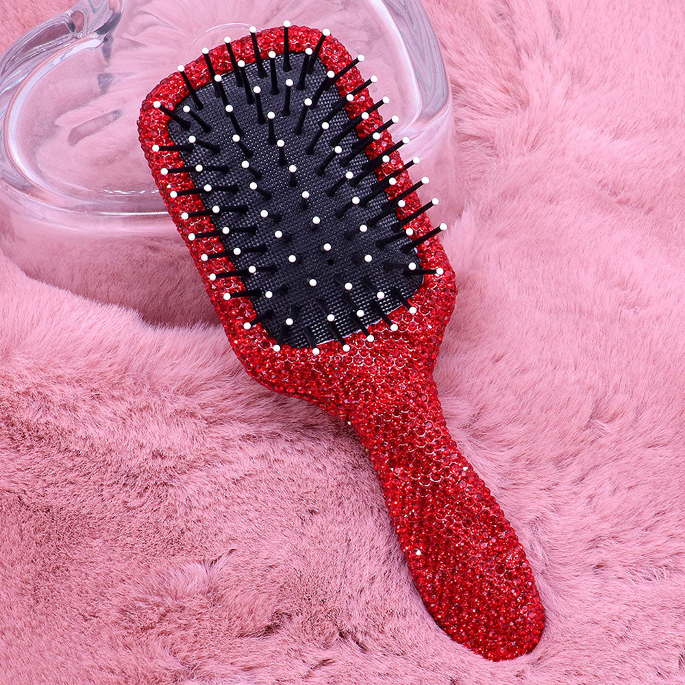 Red Rhinestone Studded Bling Wet Hair Brush