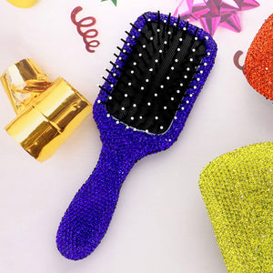 Blue Rhinestone Studded Bling Wet Hair Brush