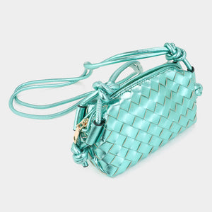 Mint Metallic Weaved Crossbody Bag