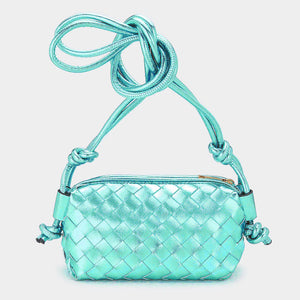 Mint Metallic Weaved Crossbody Bag