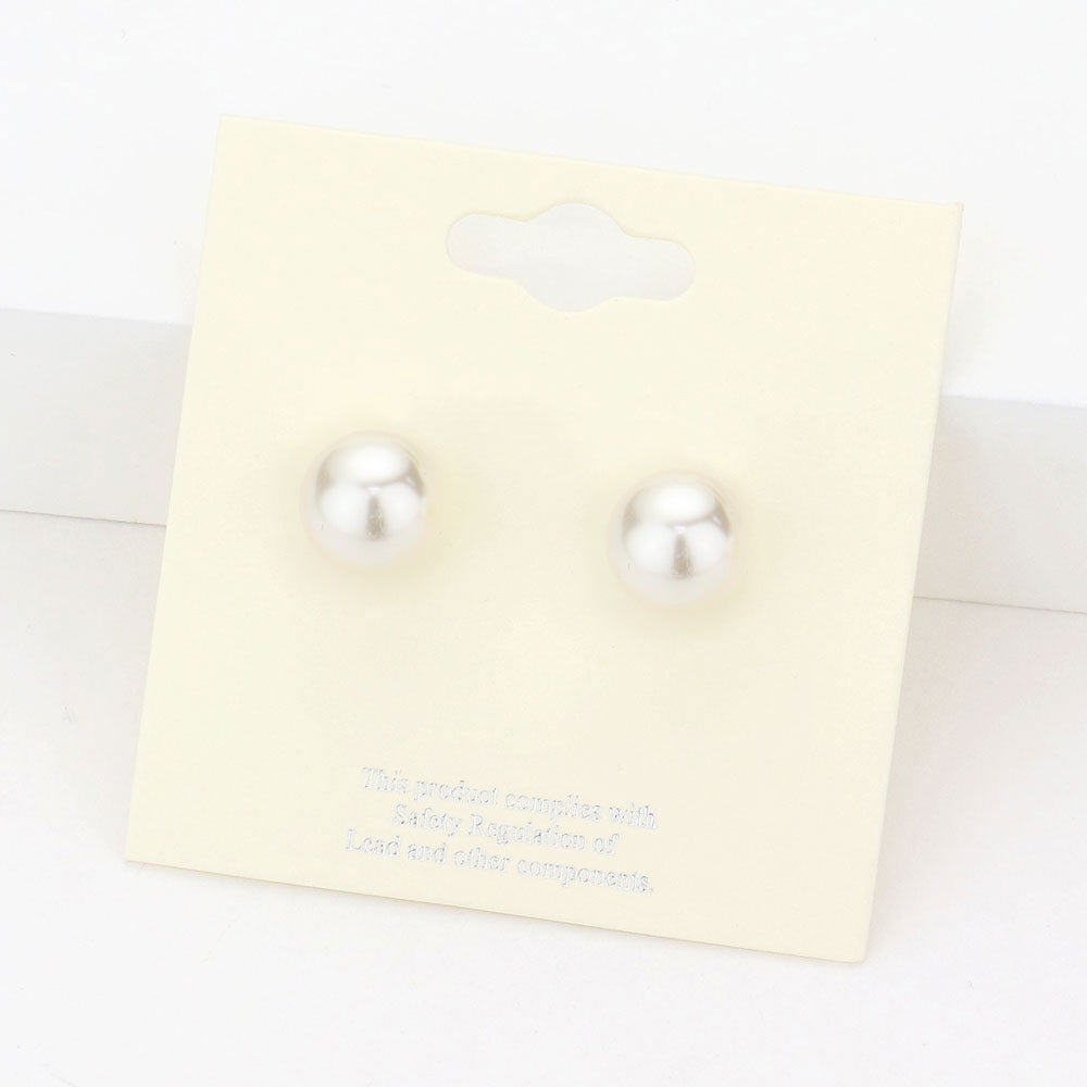 Small Cream Colored Pearl Stud Earrings | 10mm