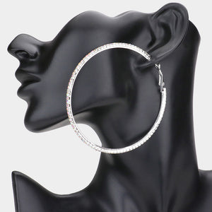 AB Crystal Hoop Earrings | 3" 