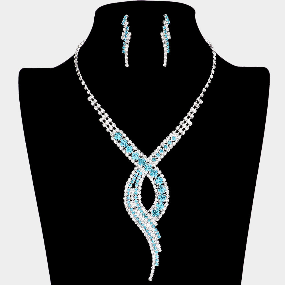 Aqua Swirl Rhinestone Jewelry Set