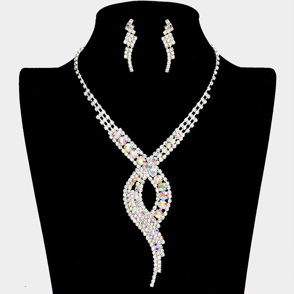 AB Crystal Swirl Rhinestone Jewelry Set