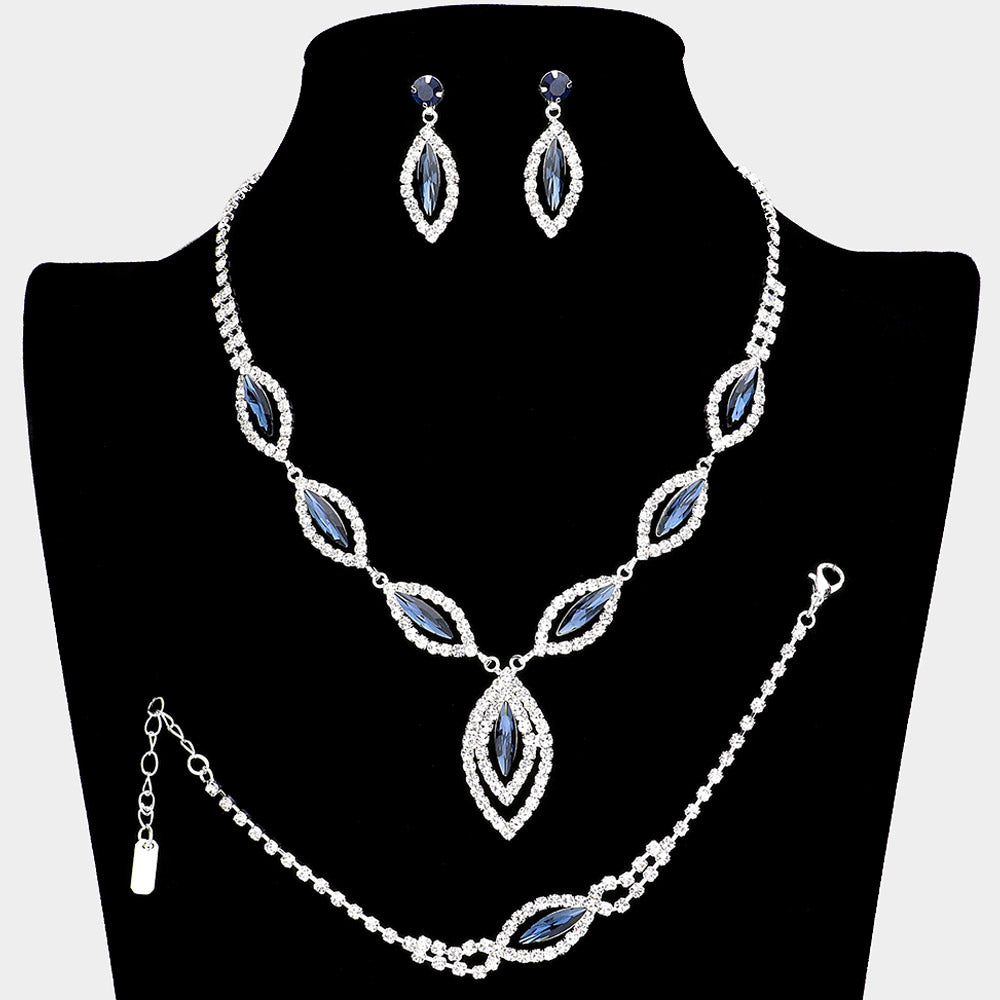 Blue Rhinestone Necklace Set