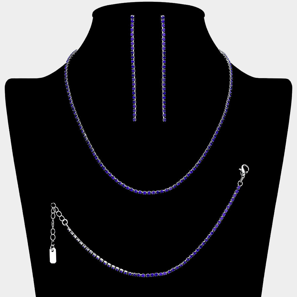 Sapphire Rhinestone Jewelry Set | Homecoming Jewelry