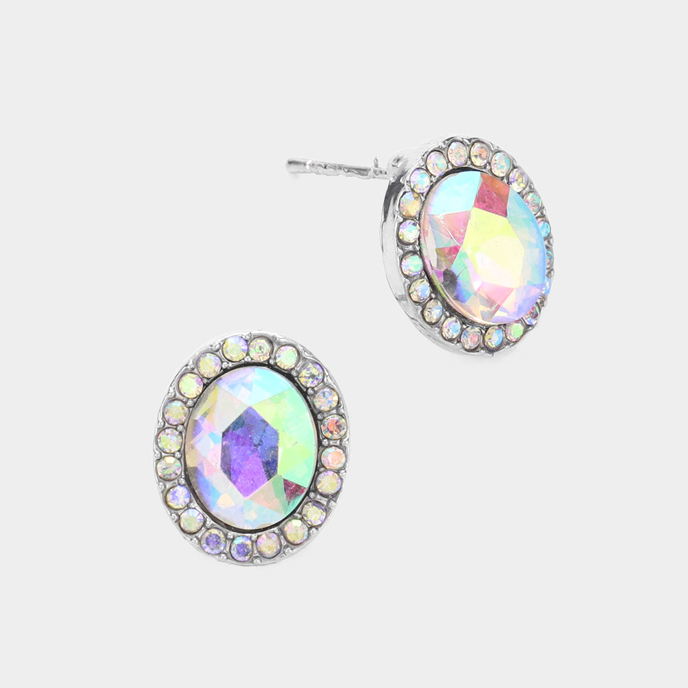 Oval Clear Stone Small Stud Earrings | Interview Earrings | L&M Bling