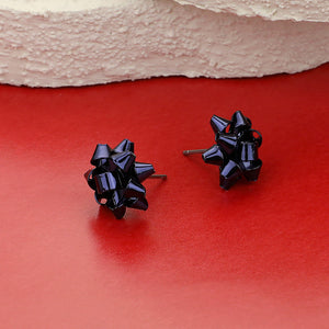 Navy Bow Stud Holiday Earrings | Navy Christmas Bow Earrings