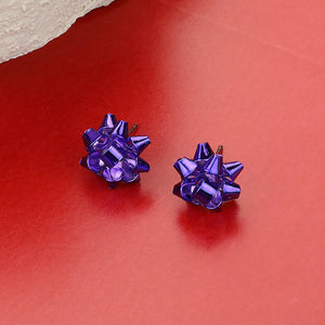 Purple Bow Stud Holiday Earrings | Purple Christmas Bow Earrings