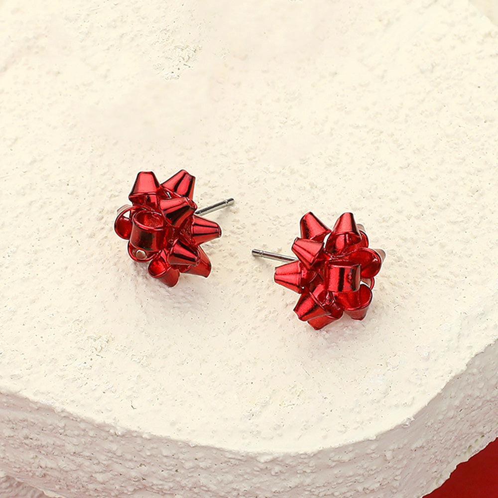 Red Bow Stud Holiday Earrings | Red Christmas Bow Earrings