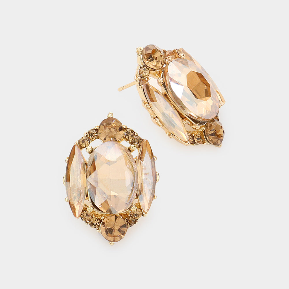 Light Topaz Multi Stone Shape Pageant Stud Earrings | Interview Earrings