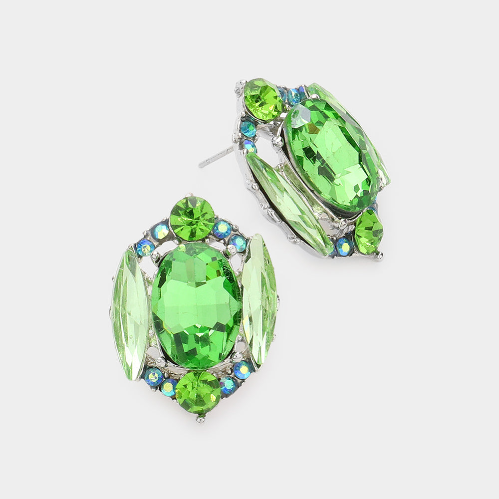 Peridot Multi Stone Shape Pageant Stud Earrings | Interview Earrings