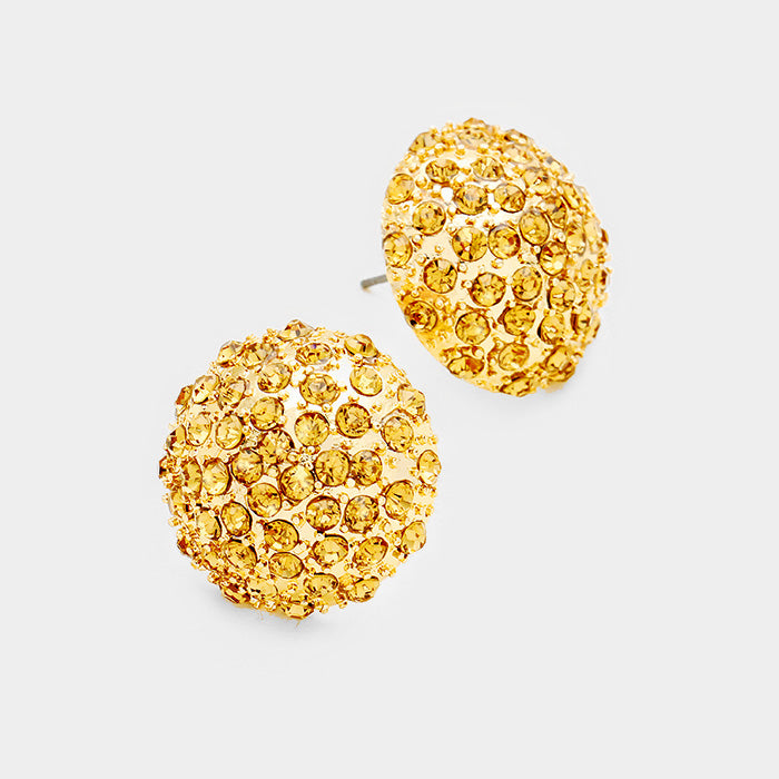 Light Topaz Dome Stud Earrings 