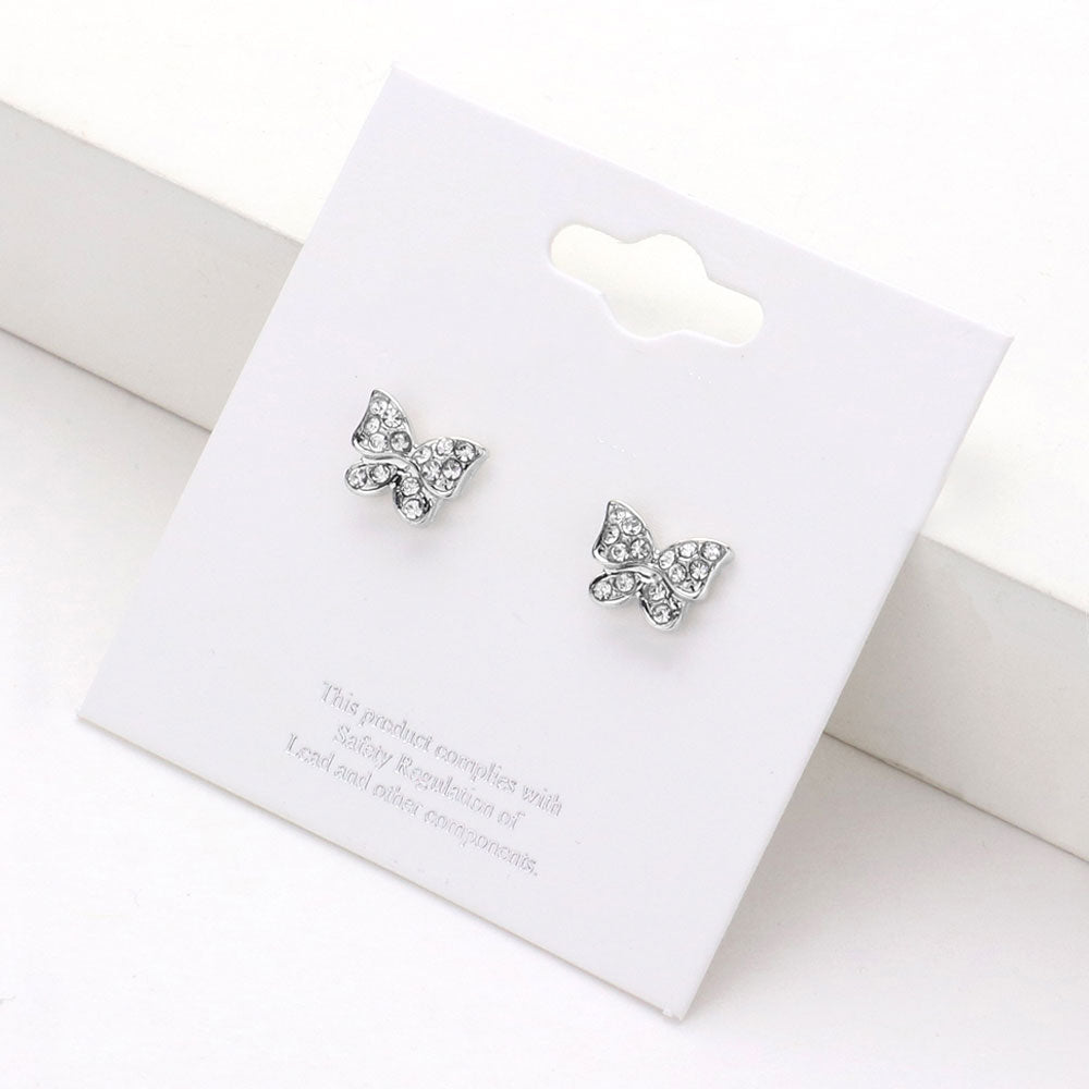 Little Girls Crystal Butterfly Stud Earrings | Toddler Crystal Butterfly Stud Earrings |  219920