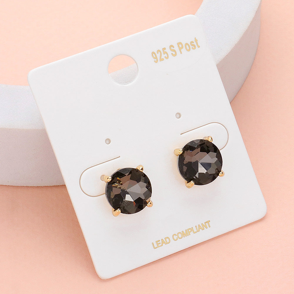 Black Diamond Round Stone Interview Stud Earrings | Black Diamond Stud Earrings 