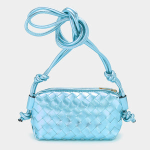 Blue Metallic Weaved Crossbody Bag