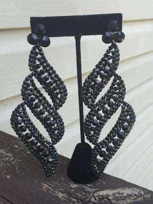 Long Black Statement Earrings | bolts | 368439