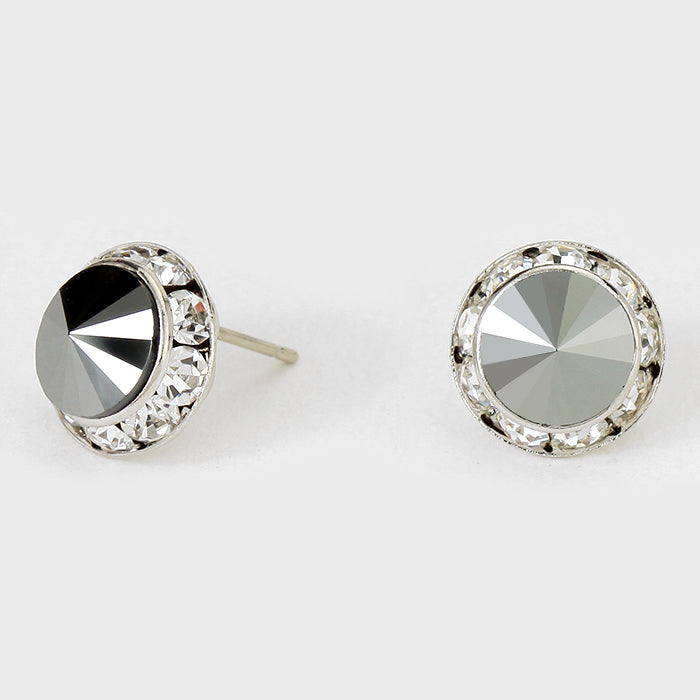 Hematite Stud Earrings 0.5" | 123297