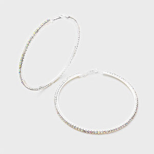 AB Crystal Hoop Earrings | 3" 