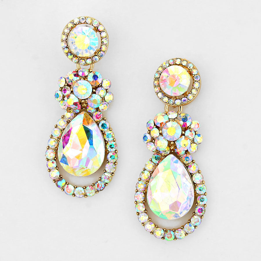 AB Rhinestone Earrings on Gold | 260430