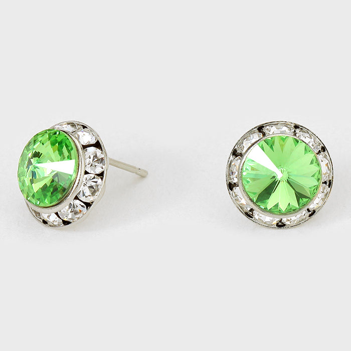 Peridot Stud Earrings 0.5" | Light Green earrings 