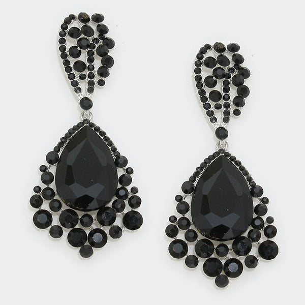 Amazon.com: Black Rhinestone Teardrop Dangle Earrings Cute Elegant Crystal  Bridal Wedding Earrings for Women Party Prom Dainty Jewelry: Clothing,  Shoes & Jewelry