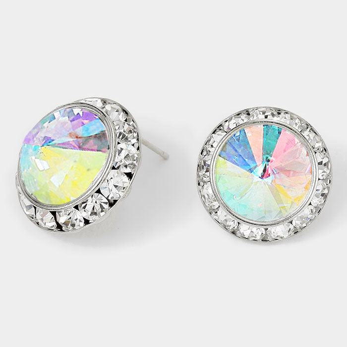 Mini Round Crystal Post Stud Earrings - Fame Accessories