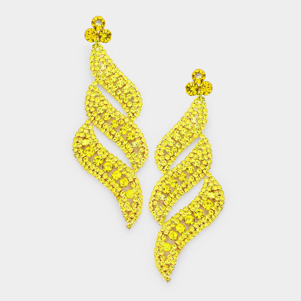 Yellow Crystal and Tassel Flower Fun Fashion Chandelier Earrings | 586511