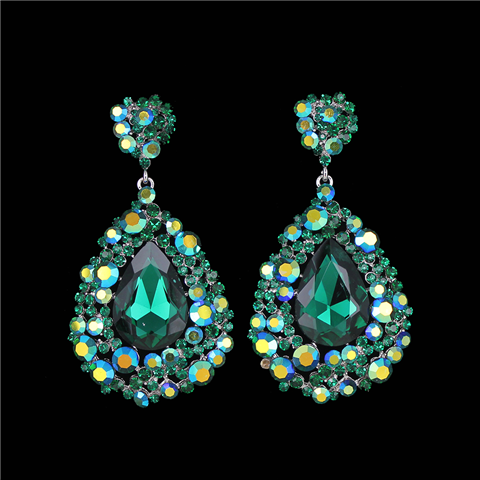 Big Emerald Earrings | Pageant Chunky Earrings | L&M Bling - lmbling