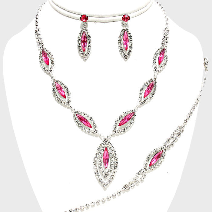 Pink Rhinestone Necklace Set | 139974