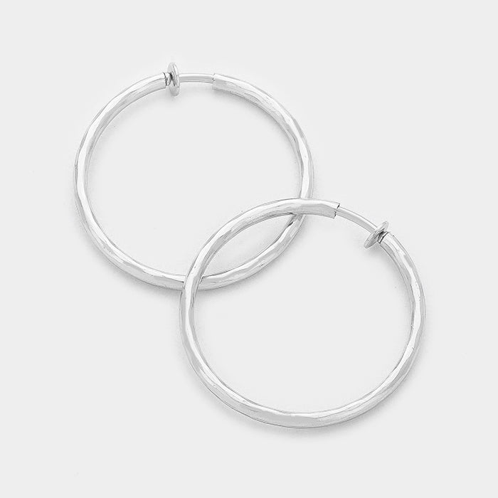 Clip on Silver Hoop Earrings