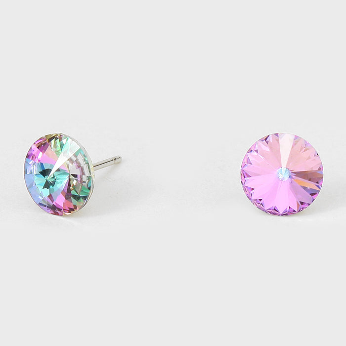 Small Multi-Color Round Crystal Stud Earrings | 8 mm