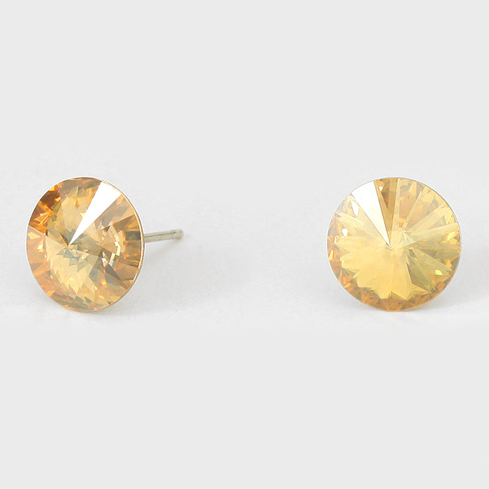 Topaz Small Round Crystal Stud Earrings | 10mm = 0.39" | 123260