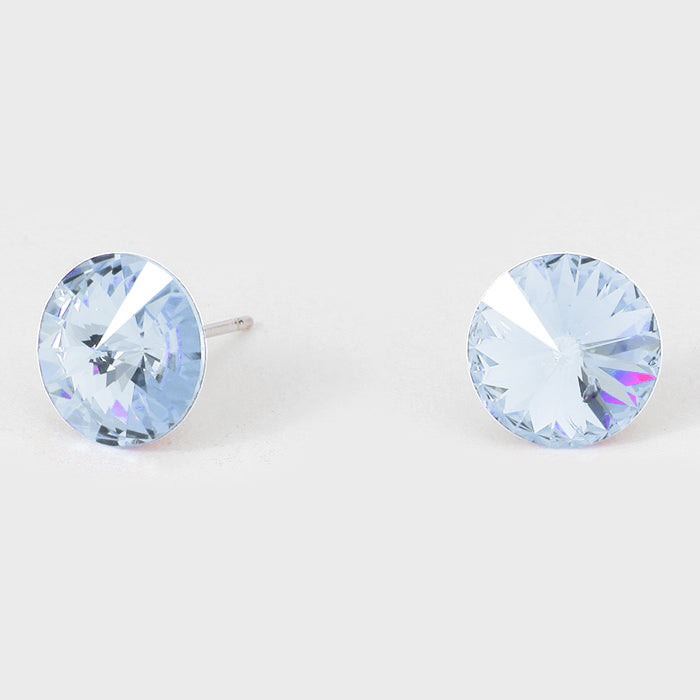 Light Blue Small Round Crystal Stud Earrings | 10mm = 0.39" 