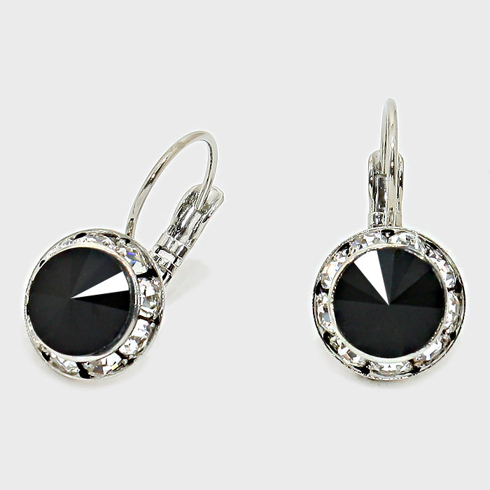 Small Black Austrian Crystal Stud Earrings | 0.5"