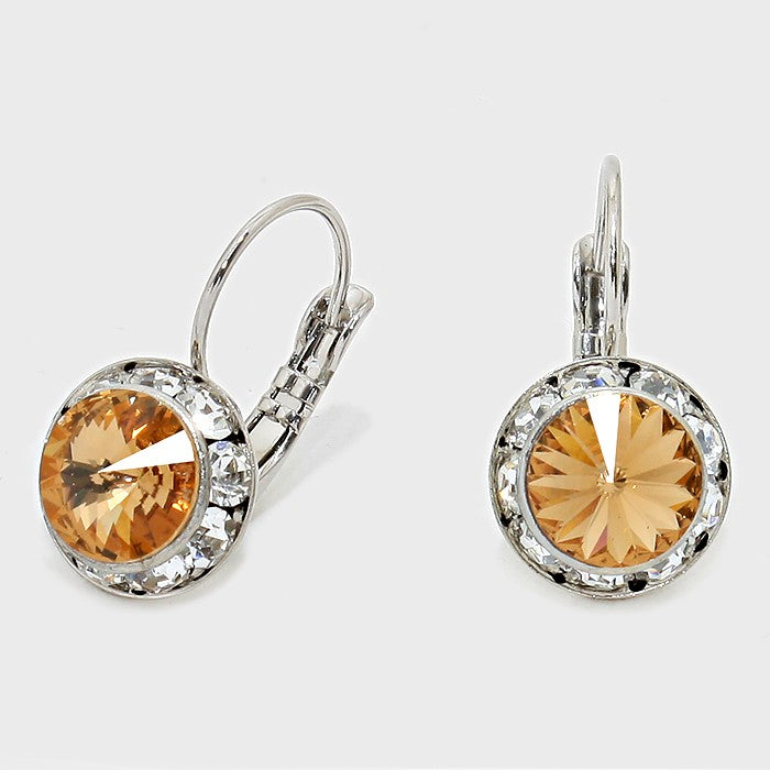 Small Topaz Austrian Crystal Stud Earrings | 0.5" | 186273