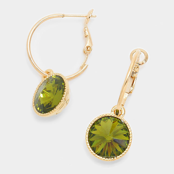 Small Green Austrian Crystal Dangle Earrings