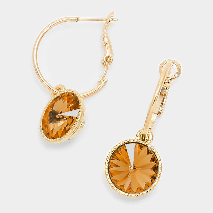 Small Topaz Diamond Austrian Crystal Dangle Earrings