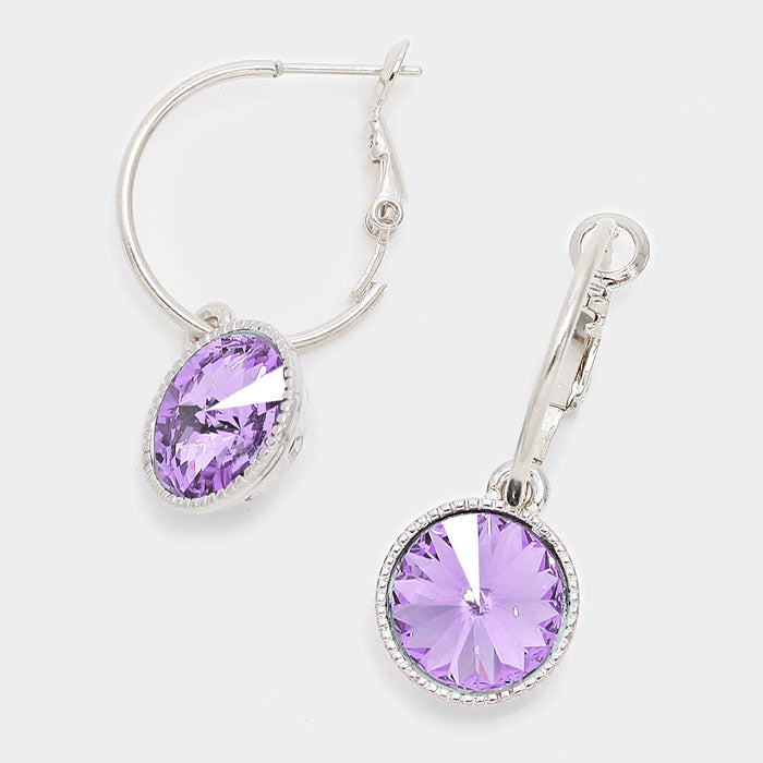 Small Violet Austrian Crystal Dangle Earrings