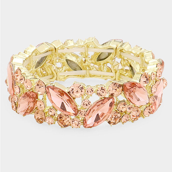 Peach Crystal Stretch Bracelet 