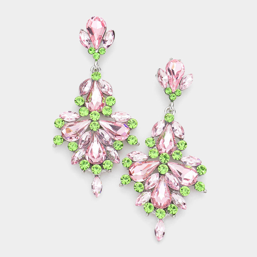 Auden Green Baguette Crystal Curler Earrings In Pink