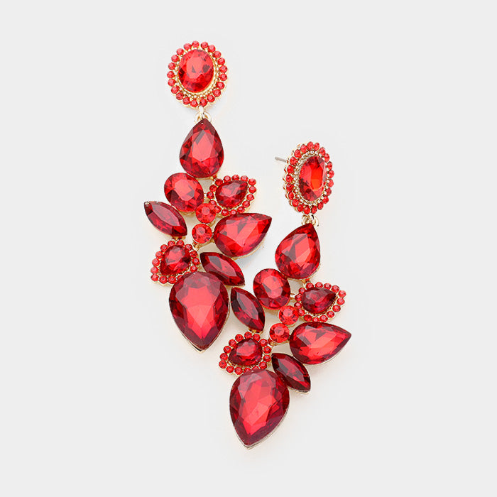 Romantic Red Crystal Earrings Jewelry for Women Cushion Cut Dangle Style   HisJewelsCreations