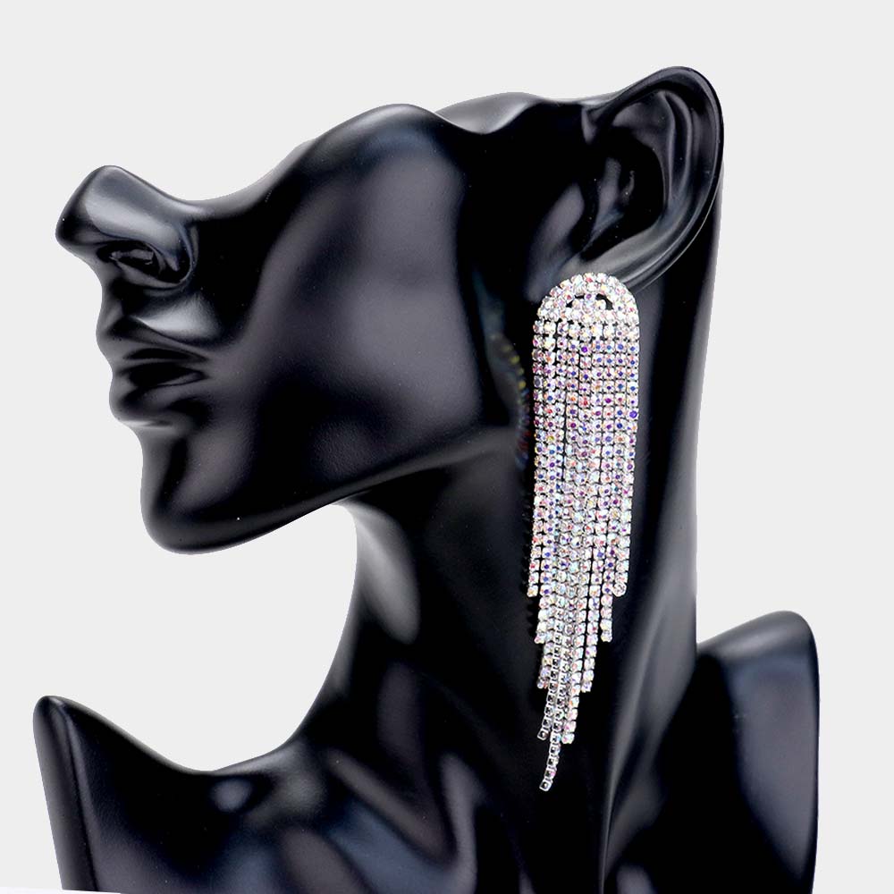 AB Rhinestone Fringe Pageant Earrings