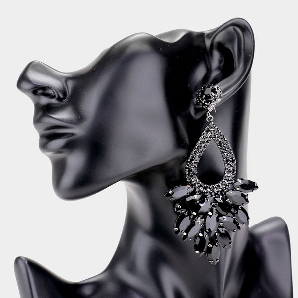 Elegant Marquise Clear Crystal Cluster Chandelier Pageant Earrings / Prom  Earrings