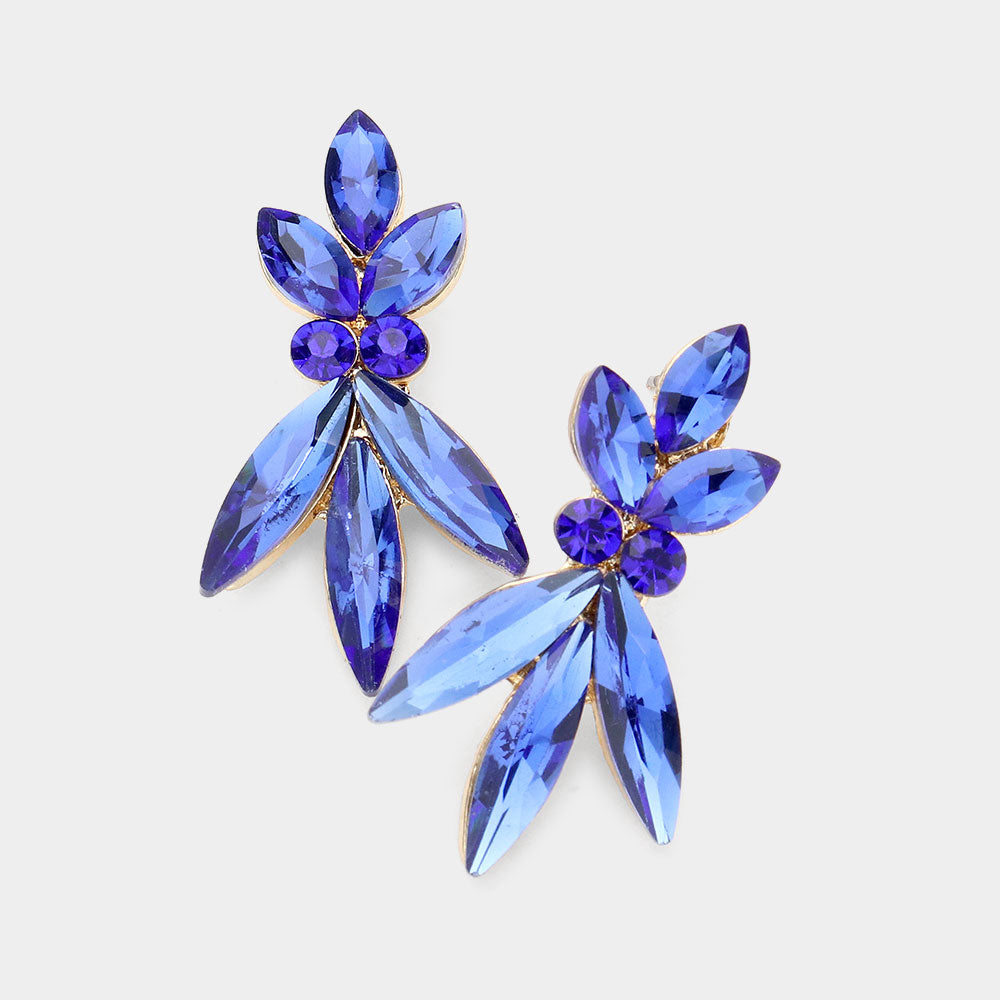 Sapphire Crystal Marquise Stone Interview Earrings  | Young Girls Pageant Earrings