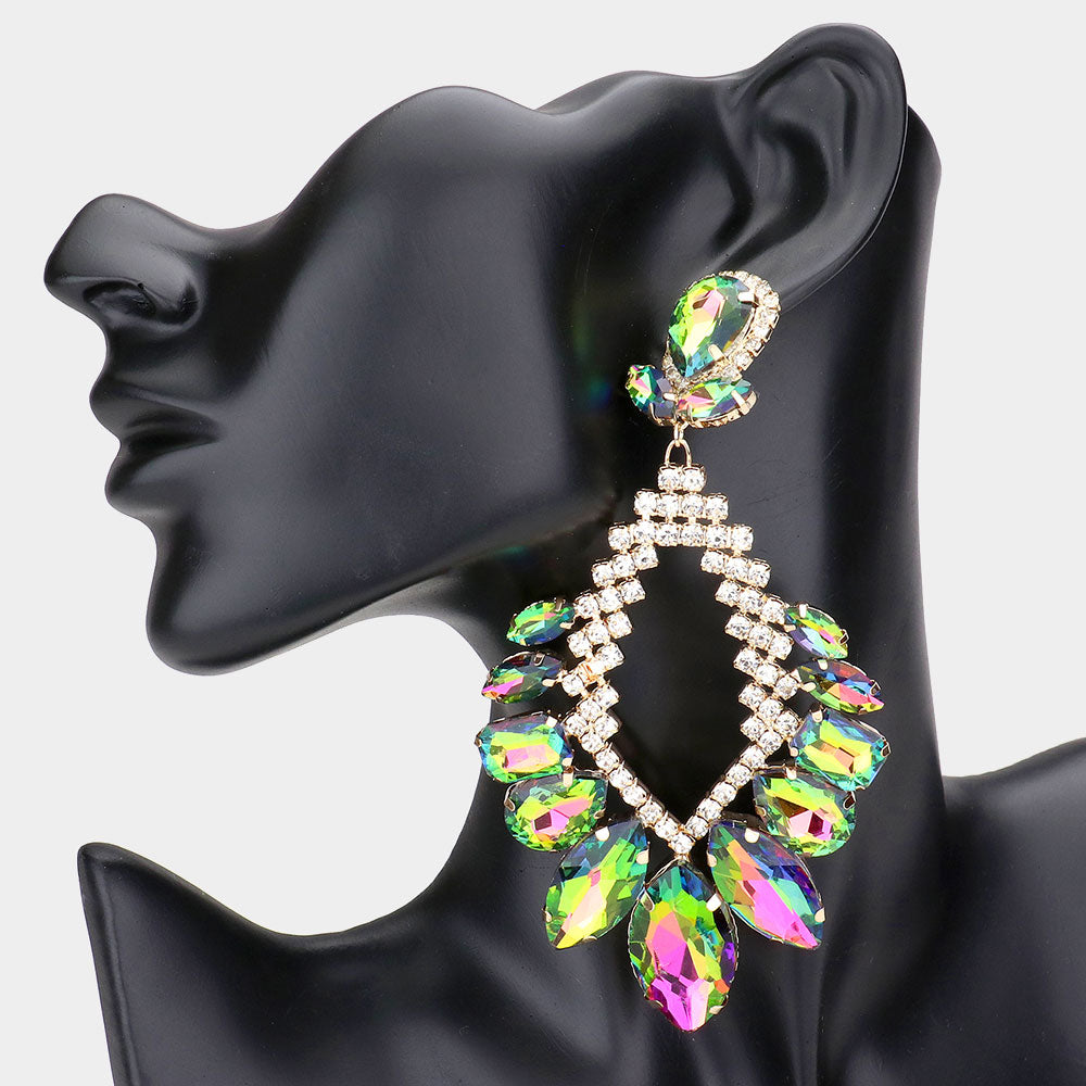 Multi-Color Crystal Multi Stone Statement Pageant Earrings | Pageant  Jewelry | 540275