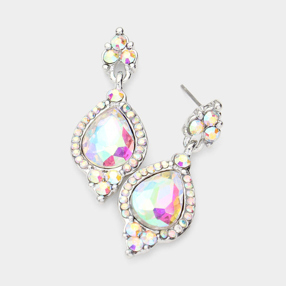 AB Teardrop Center Dangle Earrings | Pageant Earrings