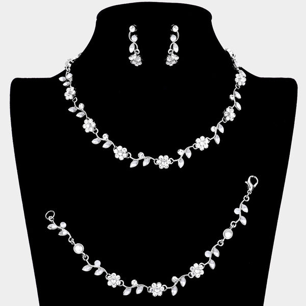 3 Piece Clear Rhinestone Jewelry Set | Homecoming Jewelry | 63849